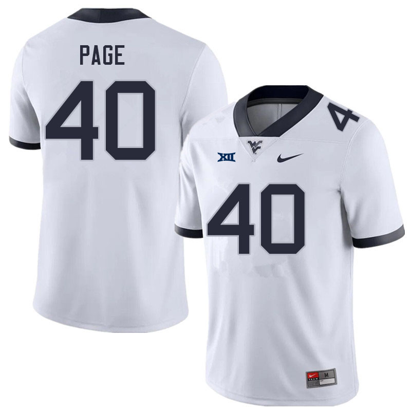 Men #40 Corbin Page West Virginia Mountaineers College Football Jerseys Sale-White